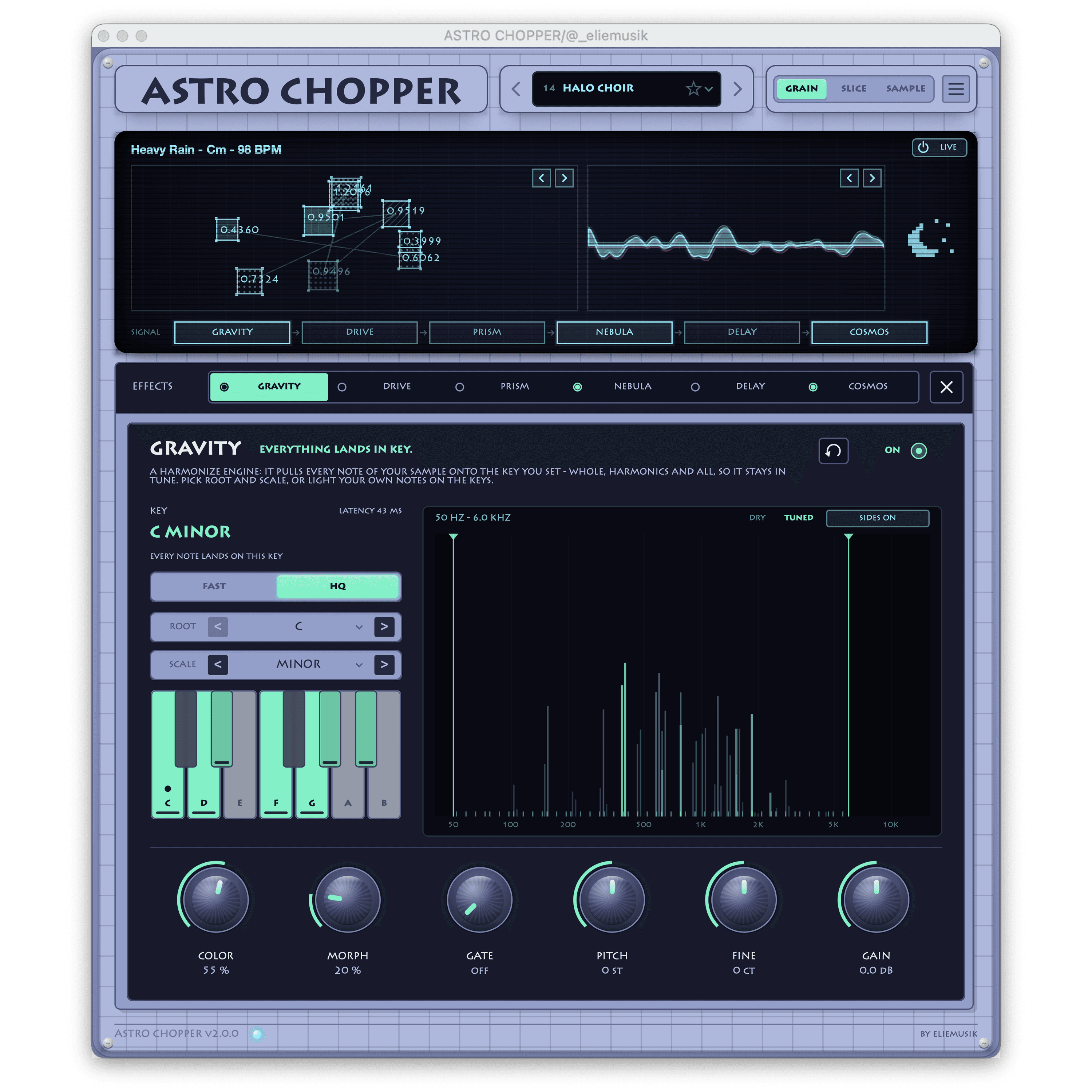 ASTRO CHOPPER: efecto GRAVITY en la tonalidad del loop (skin Night Grid)