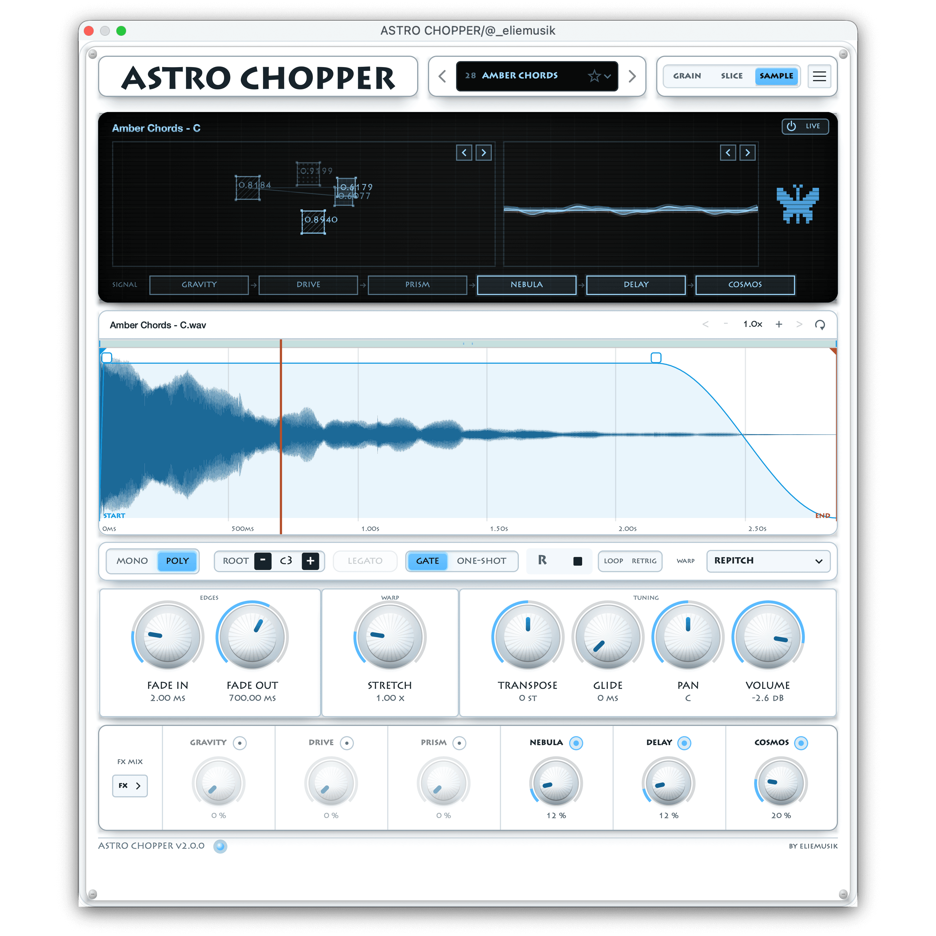 ASTRO CHOPPER: módulo Sample con un one-shot (skin Elie Butterfly)